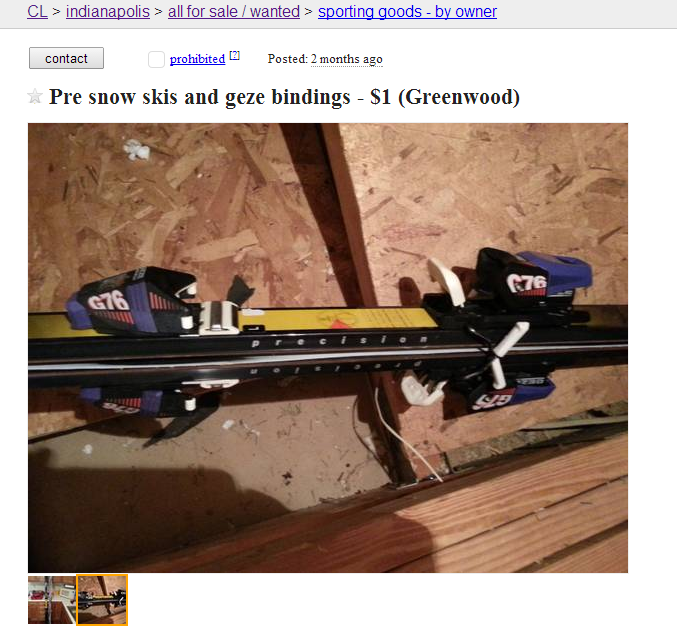 skis for one dollar on craigslist