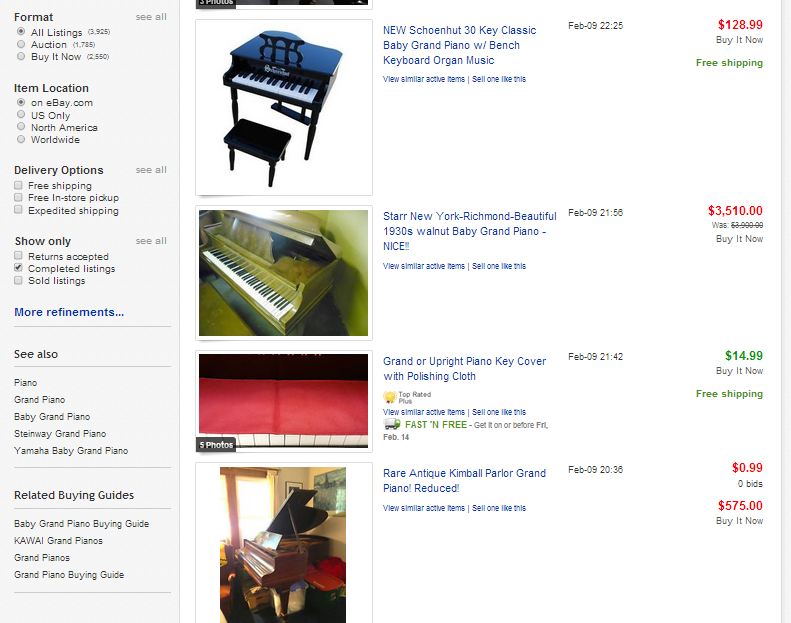 Completed listings setting on ebay can help determine product demand