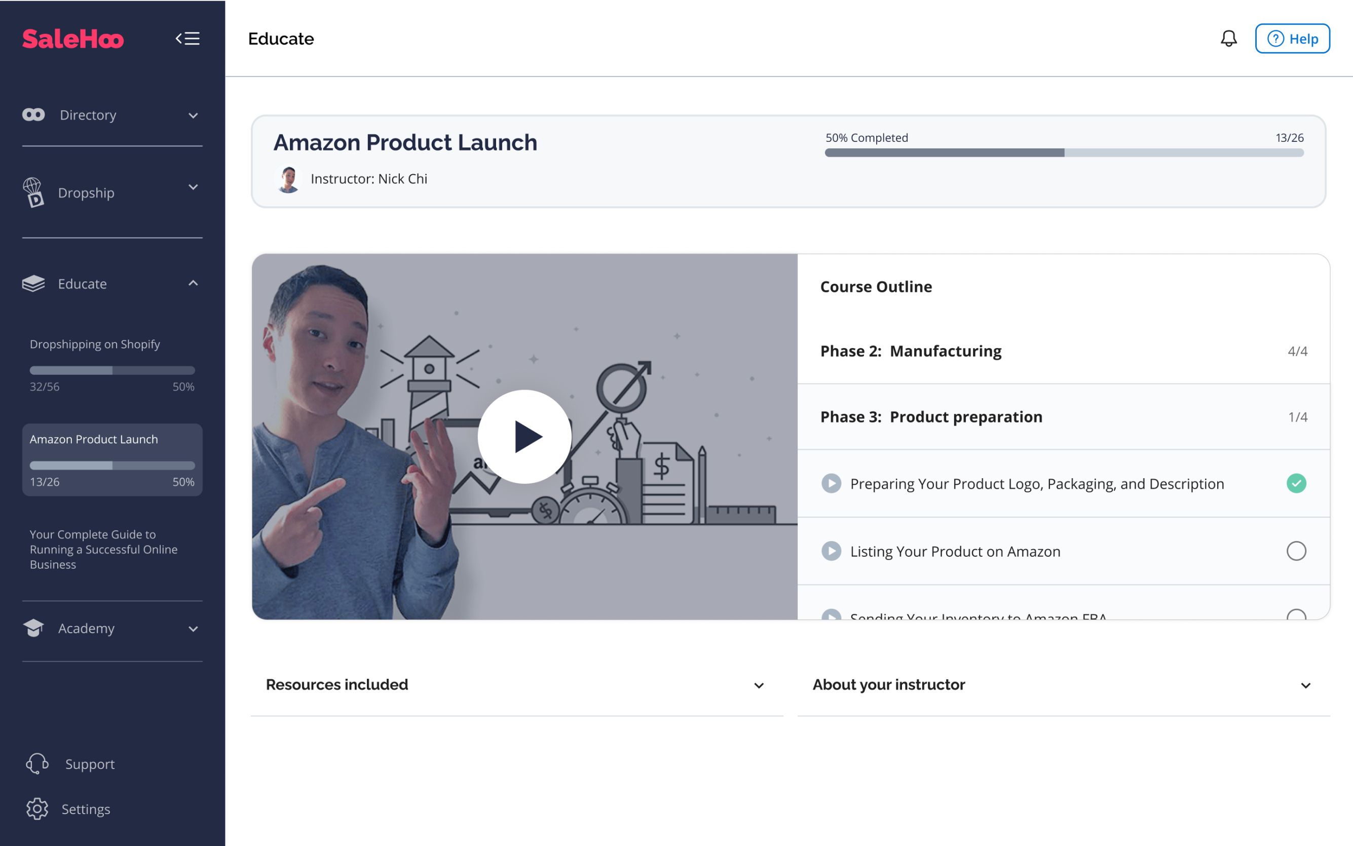 SaleHoo Educate - Amazon Product Lanch course